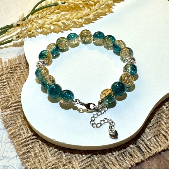 Ocean & Gold Shimmer Beaded Bracelet - Picture 3 of 5